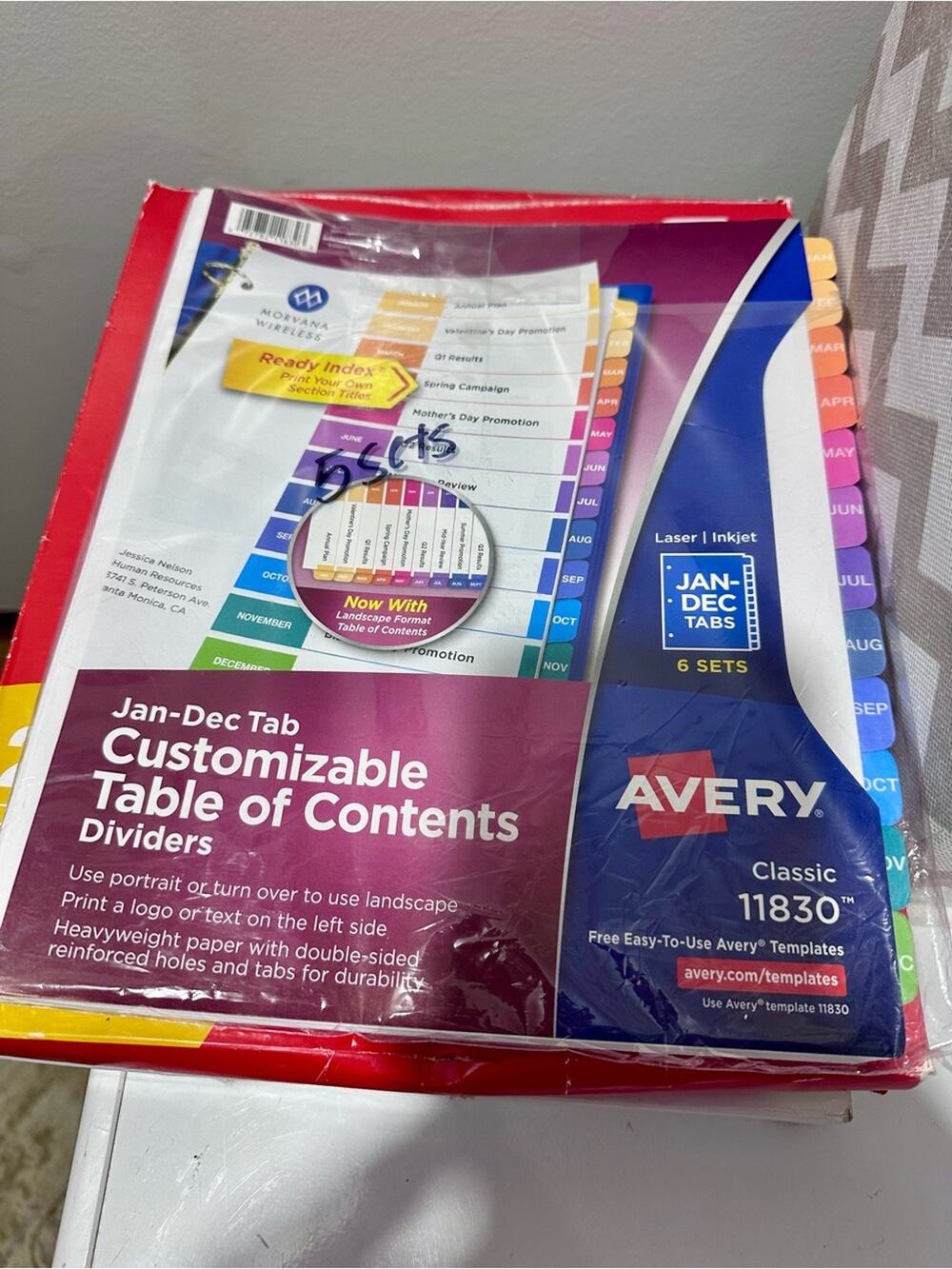 Avery Multicolor Jan-Dec Tab Dividers 5 Sets